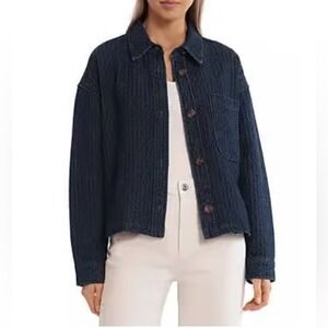 Bagatelle Collection Blue Textured Waffle Knit Button‎ Down Shirt Jacket Medium